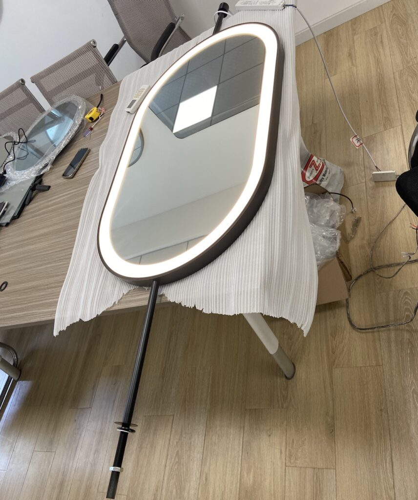 Songdom Vanity lighted mirror installed on ceiling